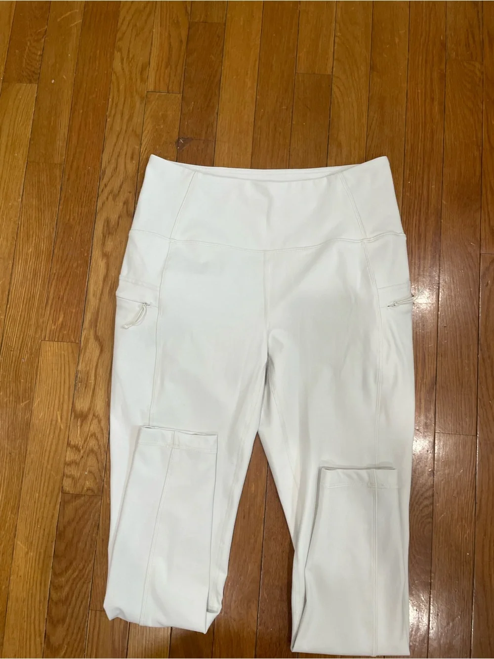 White full length avalanche Leggings with High Waist and zip pockets- size L